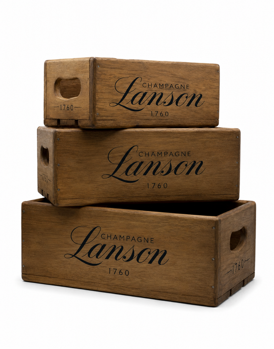 Vintage Lanson champagne / Hendrick's gin viðarkassar